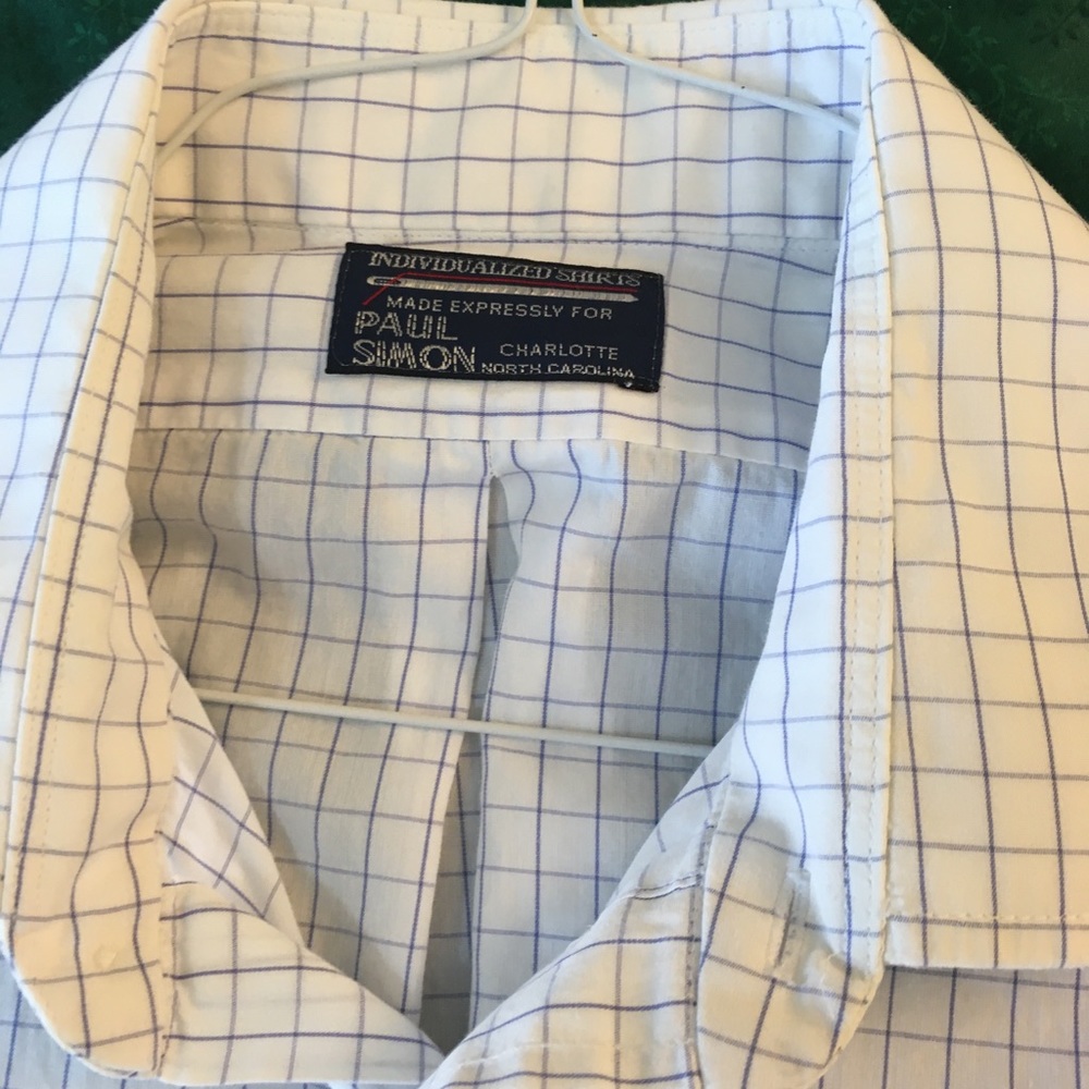 Paul Simon blue checkered shirt